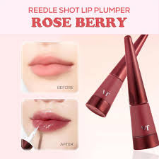 VT Reedle Shot Lip Plumper in Rose Berry.                       Hydrating Plumping Lip Gloss, High Shine Finish, Infused with Jojoba Oil